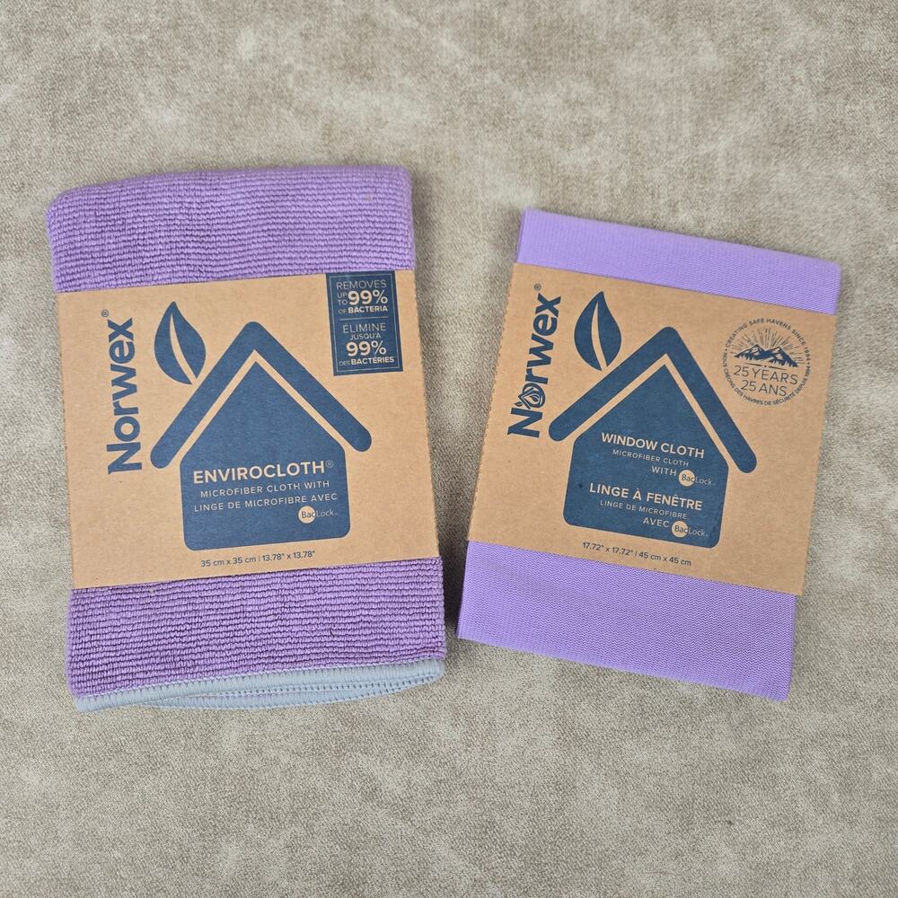 New Norwex EnviroCloth & Window Cloth Bundle Purple Amethyst